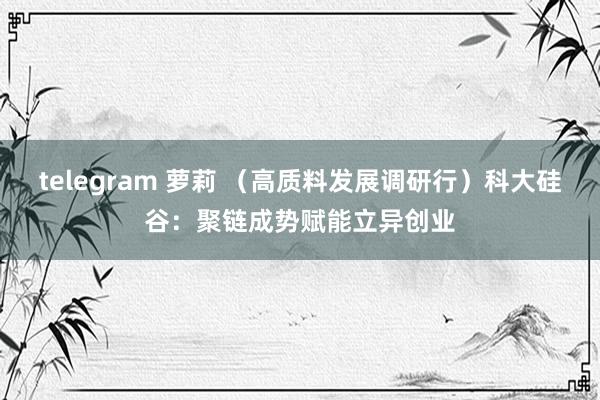 telegram 萝莉 （高质料发展调研行）科大硅谷：聚链成势赋能立异创业