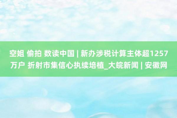 空姐 偷拍 数读中国 | 新办涉税计算主体超1257万户 折射市集信心执续培植_大皖新闻 | 安徽网