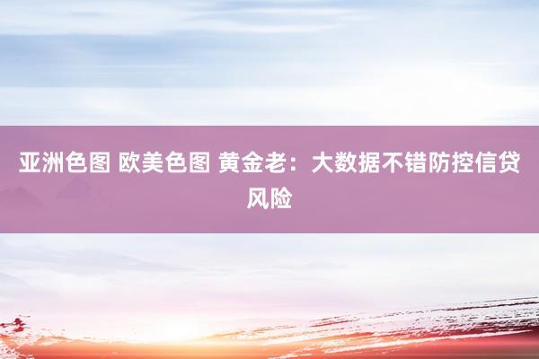 亚洲色图 欧美色图 黄金老：大数据不错防控信贷风险