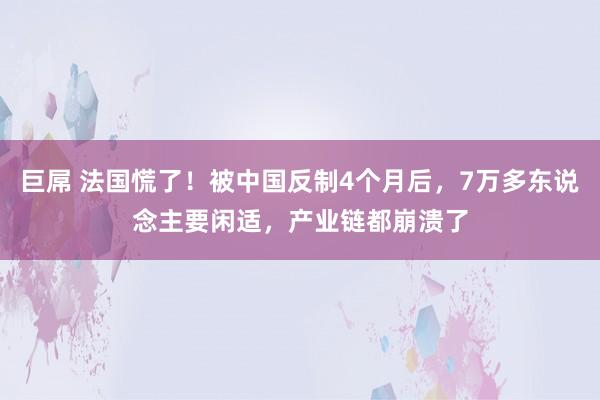 巨屌 法国慌了！被中国反制4个月后，7万多东说念主要闲适，产业链都崩溃了