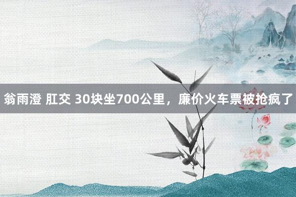 翁雨澄 肛交 30块坐700公里，廉价火车票被抢疯了