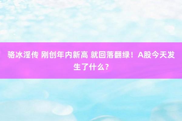 骆冰淫传 刚创年内新高 就回落翻绿！A股今天发生了什么？
