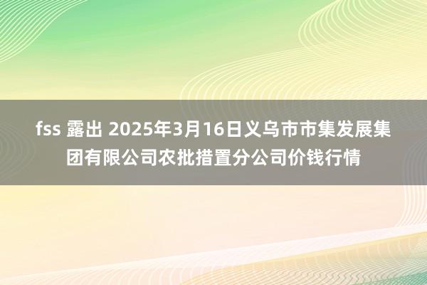 fss 露出 2025年3月16日义乌市市集发展集团有限公司农批措置分公司价钱行情