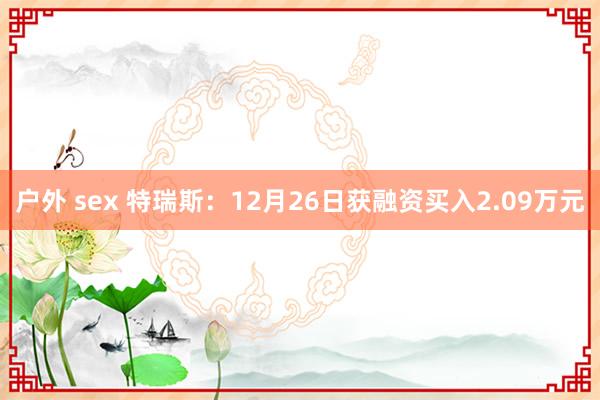 户外 sex 特瑞斯：12月26日获融资买入2.09万元