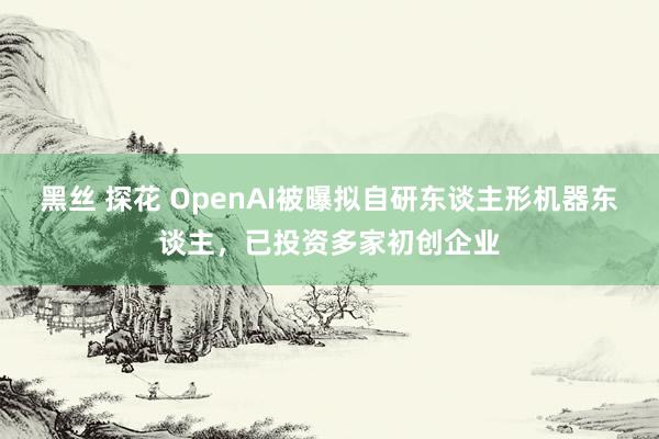 黑丝 探花 OpenAI被曝拟自研东谈主形机器东谈主，已投资多家初创企业
