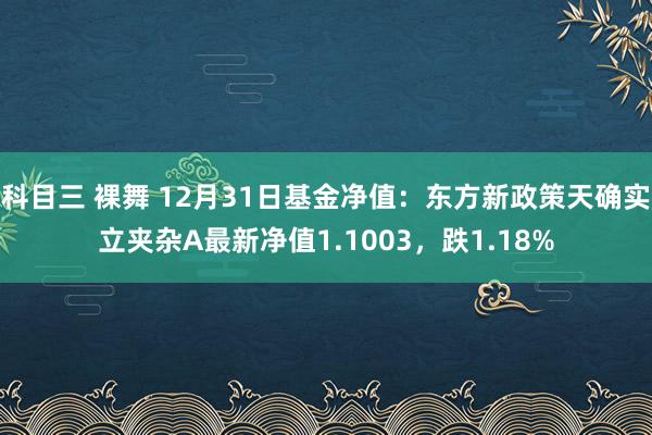 科目三 裸舞 12月31日基金净值：东方新政策天确实立夹杂A最新净值1.1003，跌1.18%