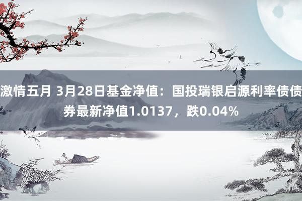 激情五月 3月28日基金净值：国投瑞银启源利率债债券最新净值1.0137，跌0.04%