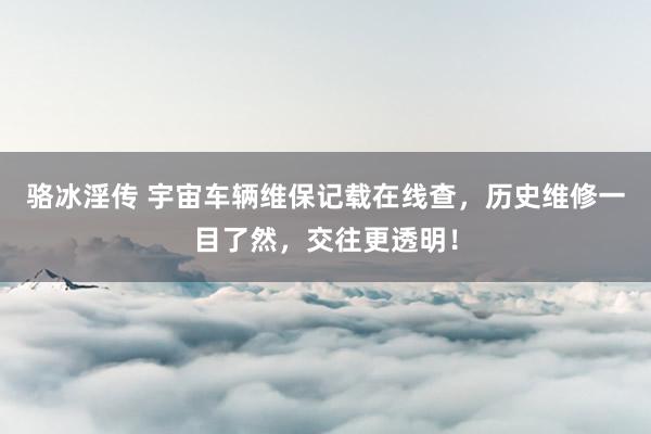骆冰淫传 宇宙车辆维保记载在线查，历史维修一目了然，交往更透明！