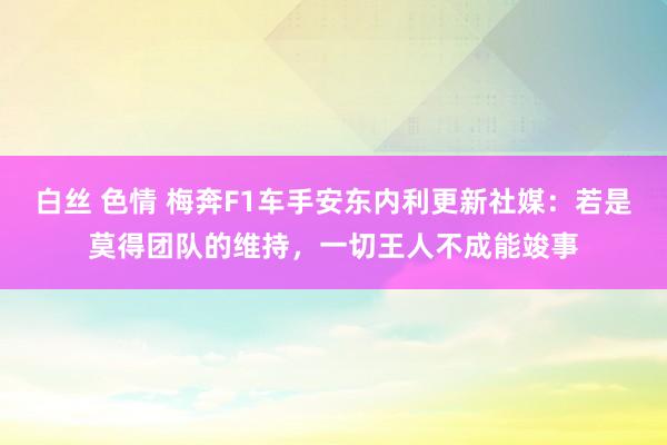 白丝 色情 梅奔F1车手安东内利更新社媒：若是莫得团队的维持，一切王人不成能竣事