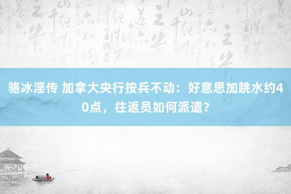 骆冰淫传 加拿大央行按兵不动：好意思加跳水约40点，往返员如何派遣？